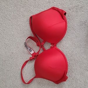 Victorias Secret red bikini rhinestone top 34dd